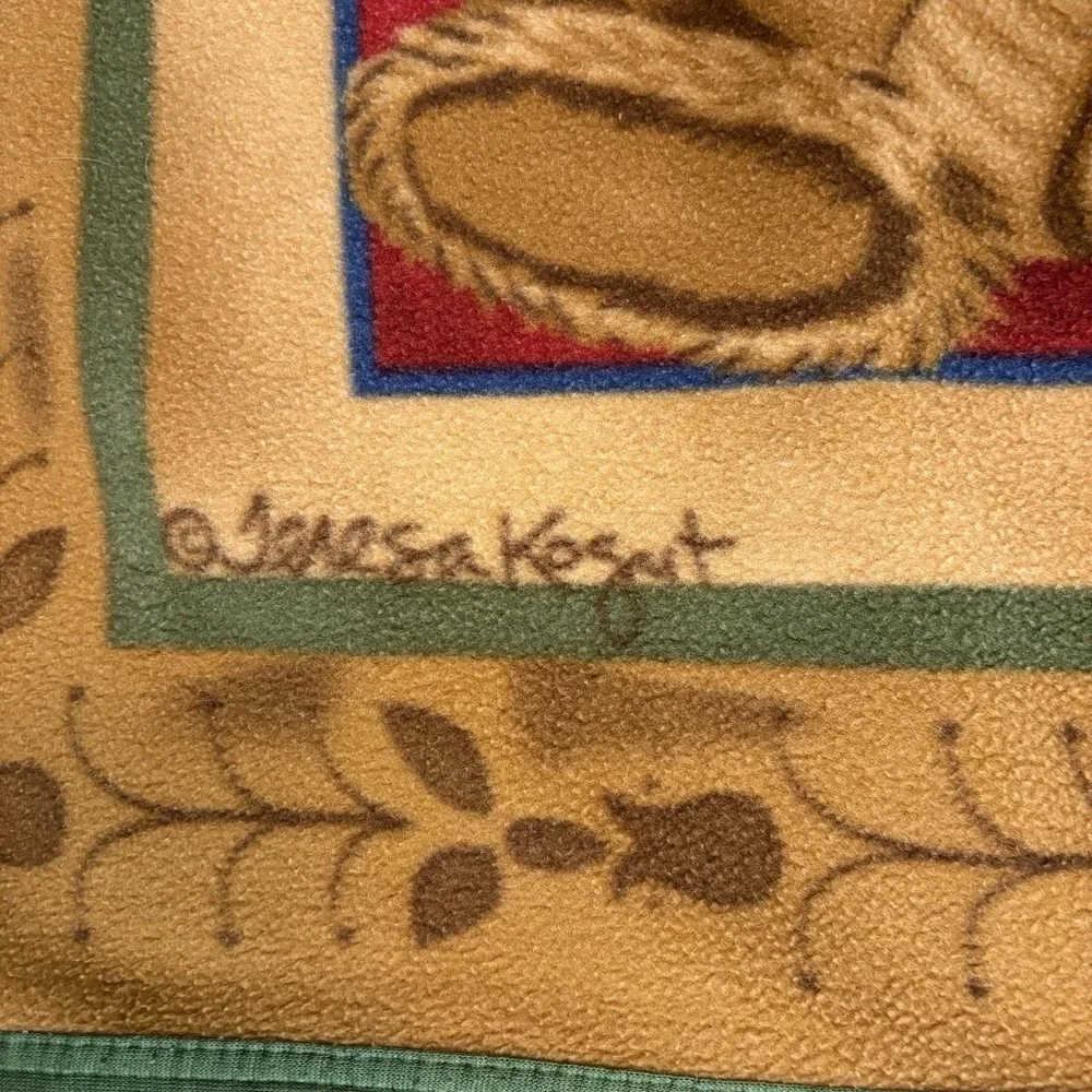 VTG 2004 Old Friend Teresa Kogut Fleece Teddy Bear Blanket Cottage Country Y2K